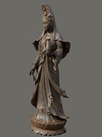 Load image into Gallery viewer, Quan-Yin-statue-standing-Antique-Rust-42-inches three quarter view
