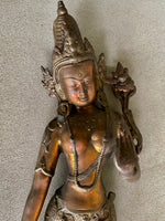 Load image into Gallery viewer, Standing Tara, Gilt Bronze and Copper Alloy, 16 inches
