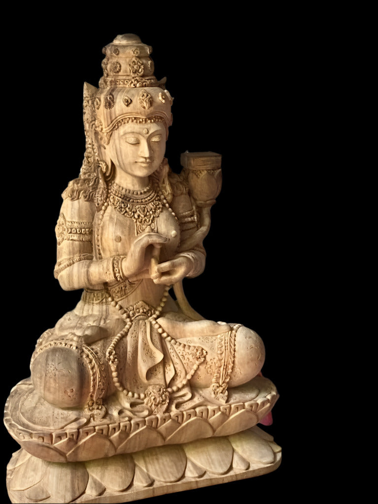 Wood statue of Buddhist Woman 28 in.