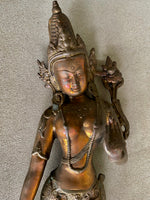Load image into Gallery viewer, Bronze statue of Standing Dewi Tara close up of torso
