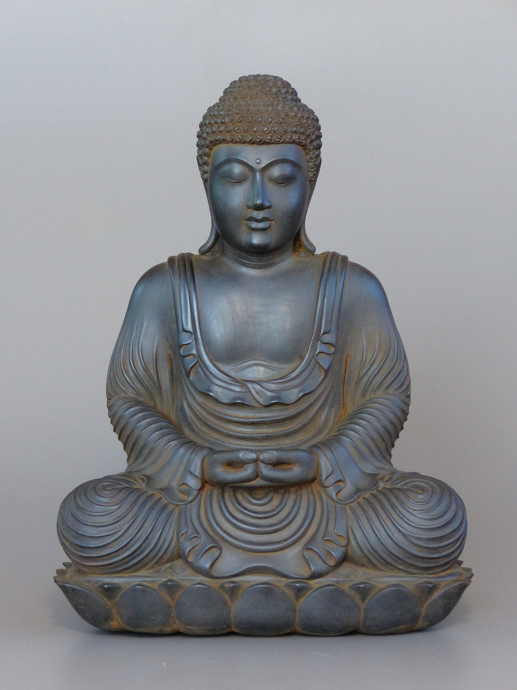 Buddha Statue in Meditation Japanese Style Antique Rust 16 inches