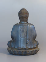 Load image into Gallery viewer, Buddha Statue in Meditation Japanese Style Antique Rust 16 inches back view
