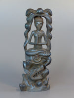 Load image into Gallery viewer, Buddha Statue with Demons Antique Rust 21 inches
