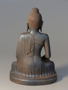 Burmese Buddha Statue antique rust 15 inches back view
