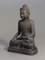 Load image into Gallery viewer, Burmese Buddha Statue antique rust 15 inches three quarter view
