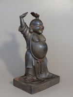 Load image into Gallery viewer, Laughing Buddha Statue Bronze 20 inches 3/4 view
