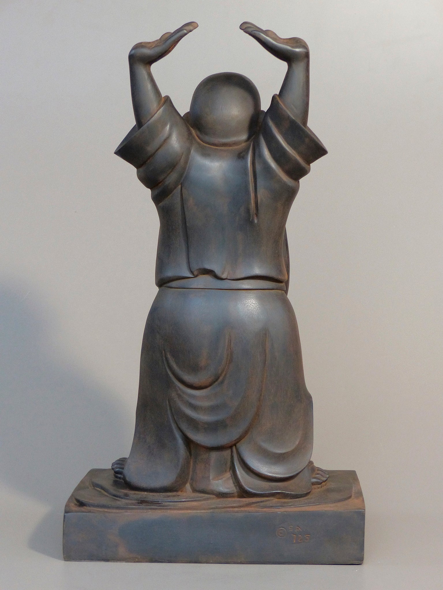 Laughing Buddha Statue Bronze 20 inches back