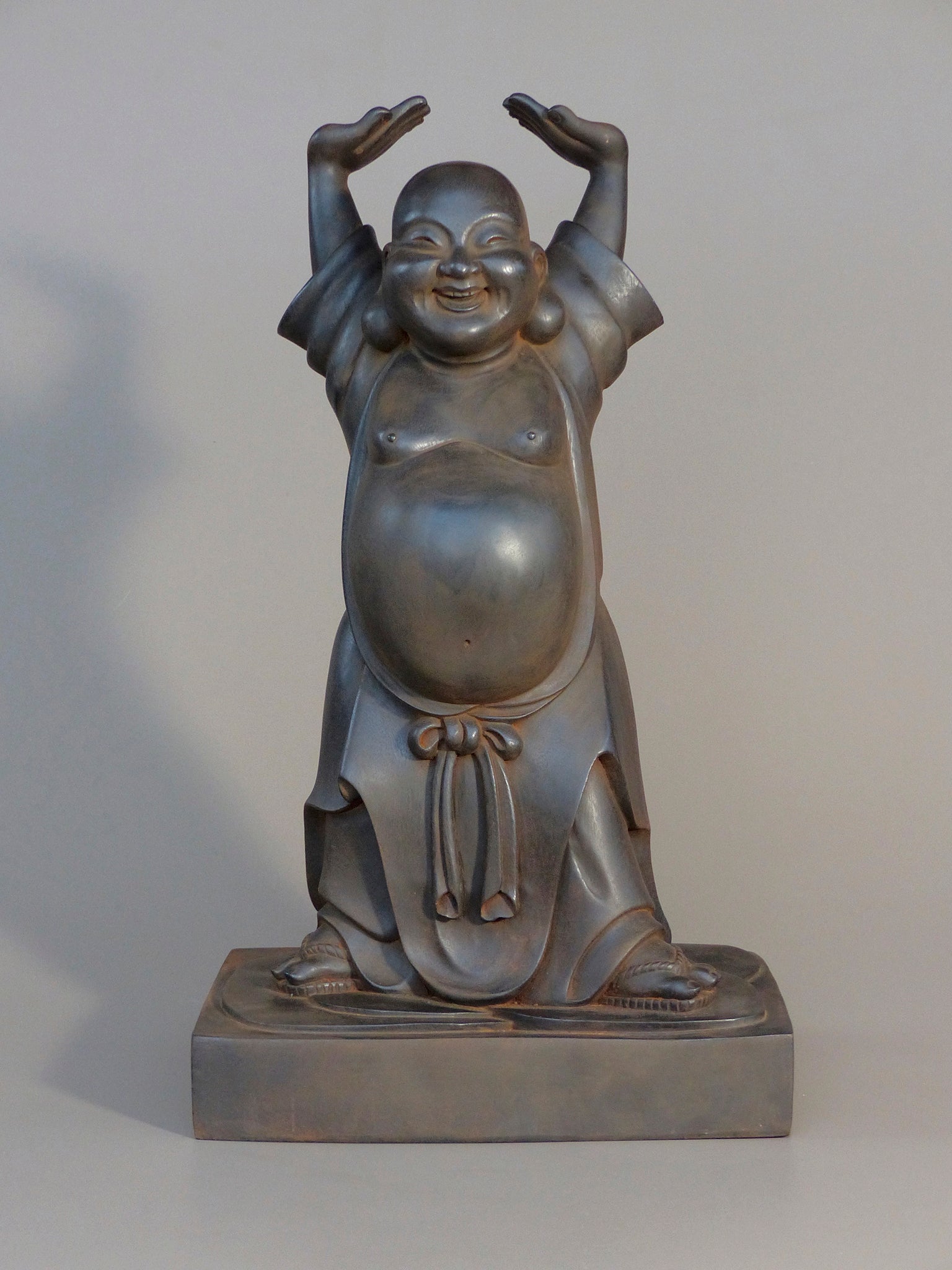 Laughing Buddha Statue Bronze 20 inches