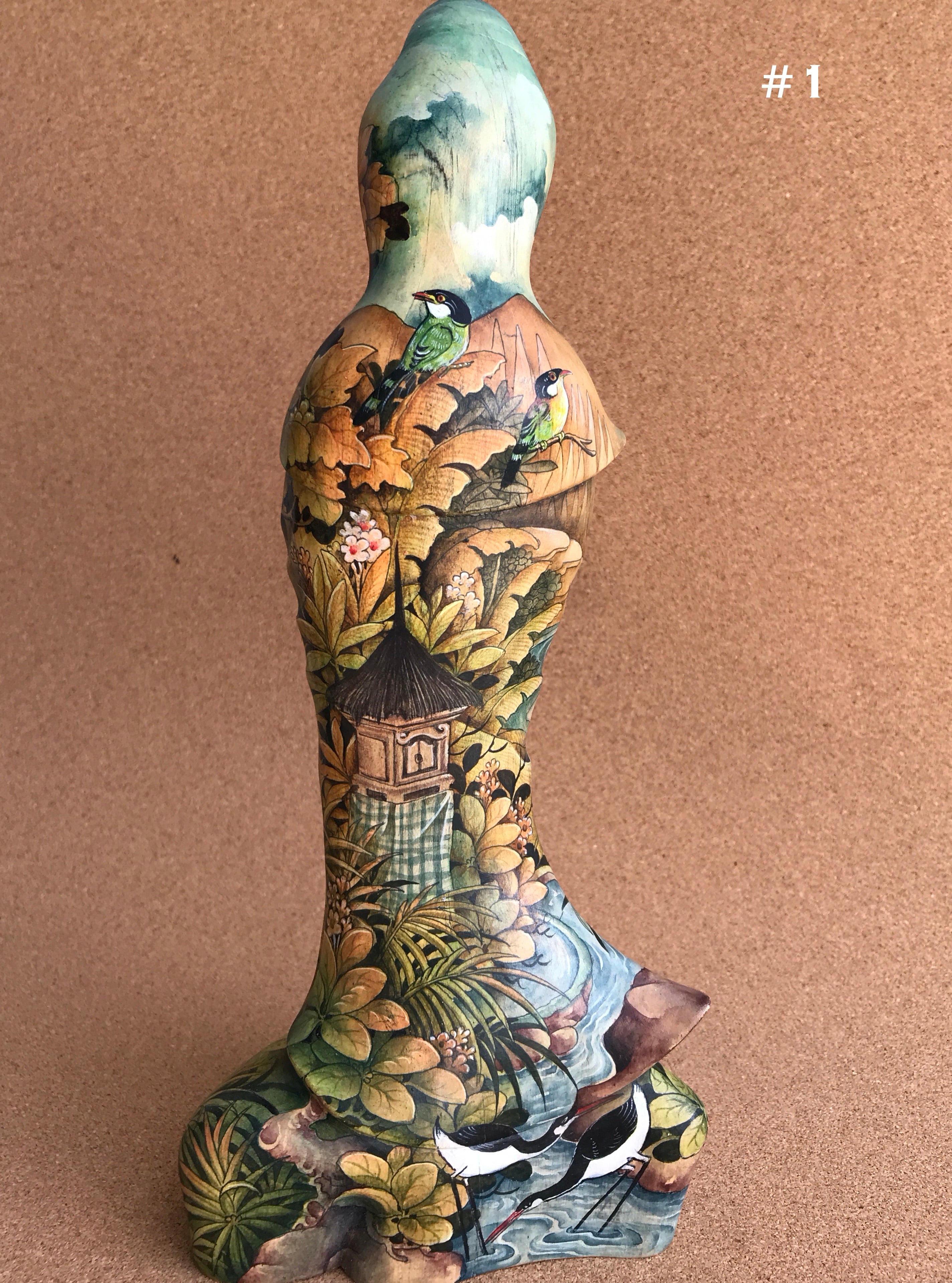 Hand-Painted Quan Yin with Landscape