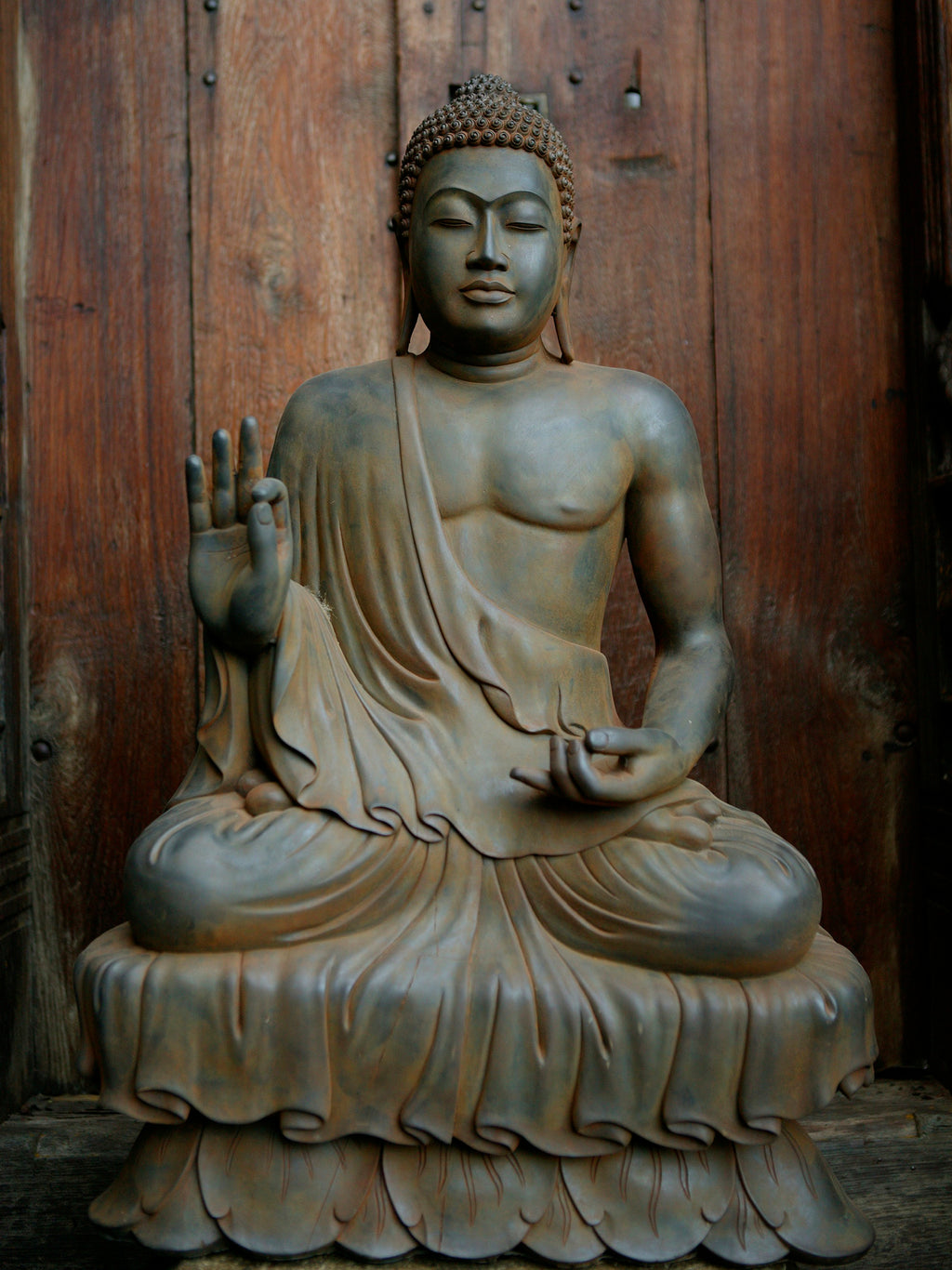 Large Buddha Statue Teaching Mudra-Antique Rust-36in/90 cm