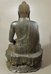 Large Teaching Mudra Buddha Antique Rust 36 inches back