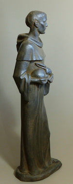 Load image into Gallery viewer, Saint Francis of Assisi Statue, Antique Rust 32in 3/4 view
