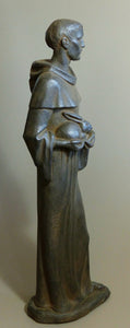 Saint Francis of Assisi Statue, Antique Rust 32in 3/4 view