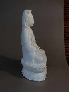 Quan Yin statue seated marble 24 inches side 